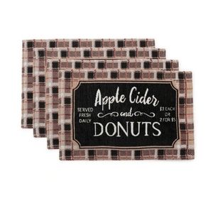 NWT Set of 8 Taupe & Black Plaid Placemat